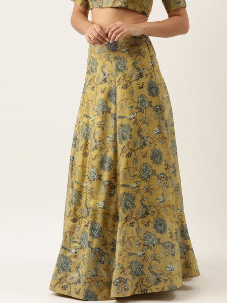 Chanderi Embroidered Green Lehenga - ASL009