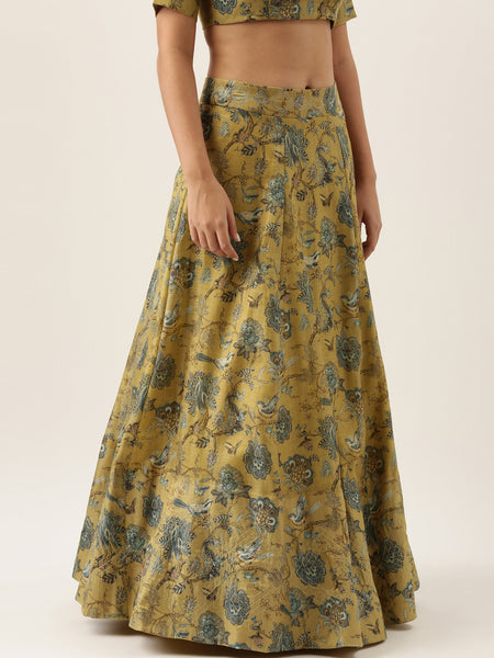 Chanderi Embroidered Green Lehenga - ASL009