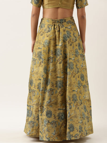 Chanderi Embroidered Green Lehenga - ASL009