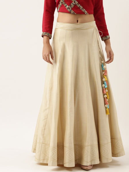 Classic Beige Emb Lehenga - ASL010