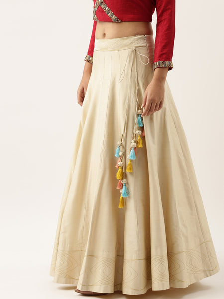 Classic Beige Emb Lehenga - ASL010