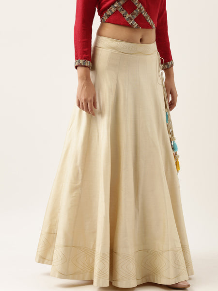 Classic Beige Emb Lehenga - ASL010