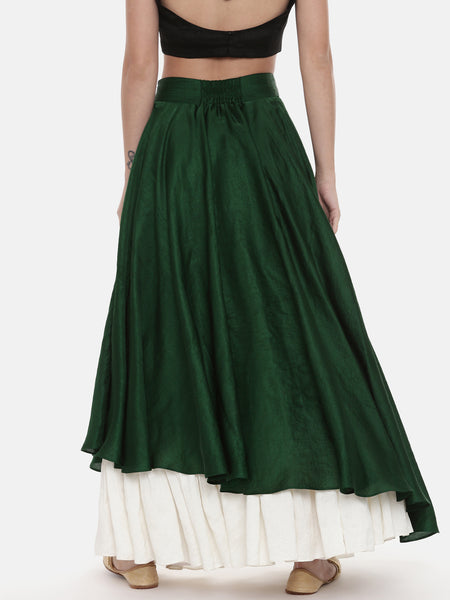 Green Silk flaired Lehenga - ASL016