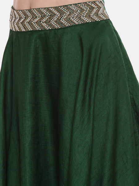 Green Silk flaired Lehenga - ASL016