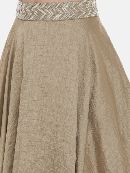 Gold Ivory Silk Flaired Lehenga - ASL019