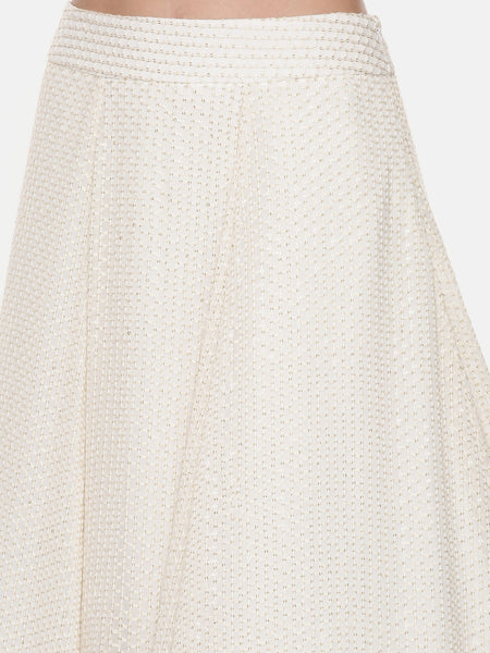 Ivory Silk Georgette Embroidered Lehenga - ASL022