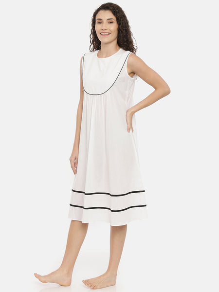 White Cotton Nightwear - ASNW002