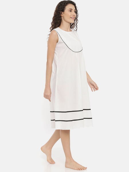 White Cotton Nightwear - ASNW002