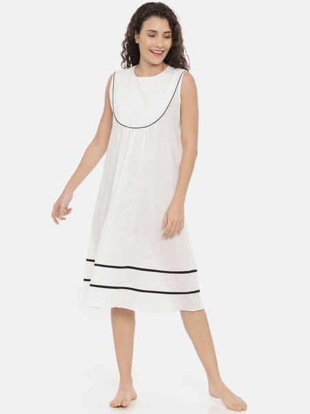 White Cotton Nightwear - ASNW002