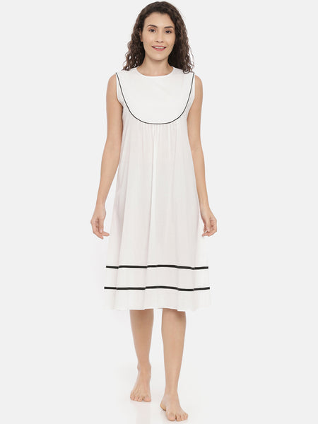 White Cotton Nightwear - ASNW002