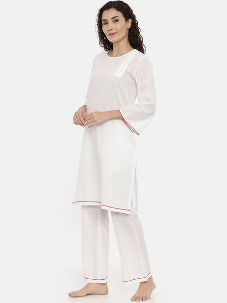 White Cotton Nightwear - ASNW003