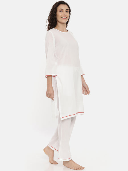 White Cotton Nightwear - ASNW003
