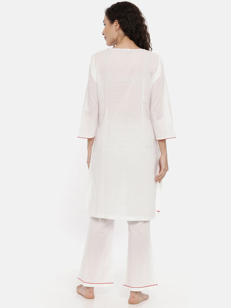 White Cotton Nightwear - ASNW003
