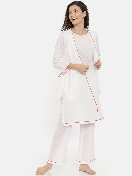 White Cotton Nightwear - ASNW003