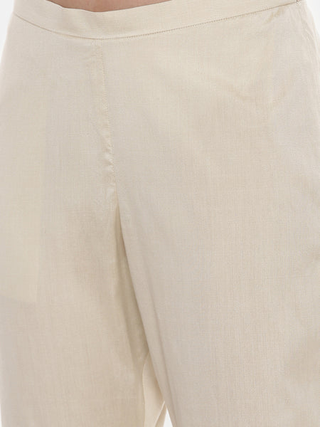 Beige Silk Tappered Pants - ASP025