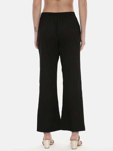 Black Silk Embroidred Pants - ASPL018