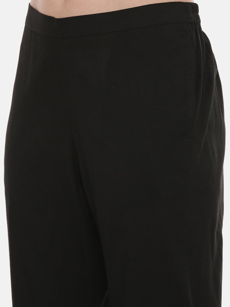 Black Silk Embroidred Pants - ASPL018