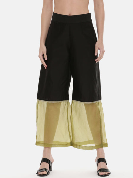 Black Green Chanderi Organza Set - ASCRSET005