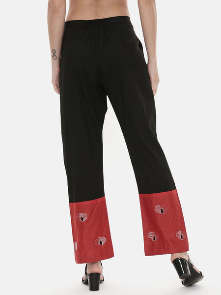 Red Black Chanderi Cord Set - ASCRSET006