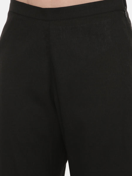 Black Red Chanderi  Pants - ASPL027
