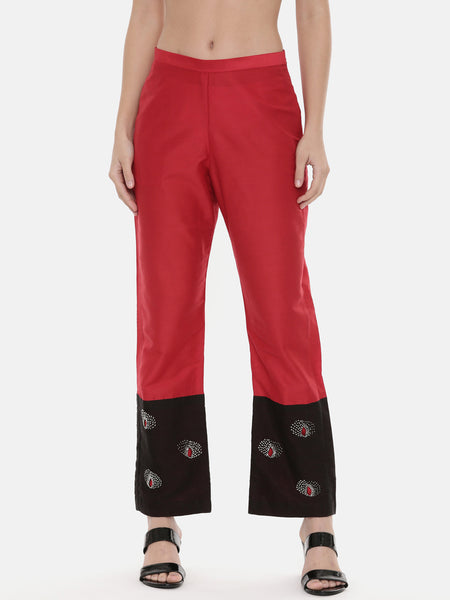 Black Red Chanderi Cord Set - ASCRSET007