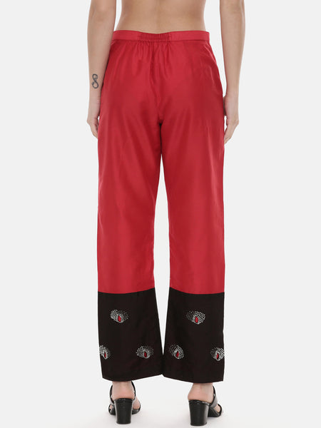 Black Red Chanderi Cord Set - ASCRSET007