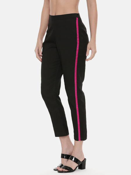 Black Pink Silk Pants - ASPL030