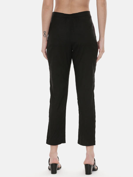 Black Pink Silk Pants - ASPL030