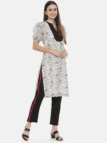 Black Pink Silk Pants - ASPL030