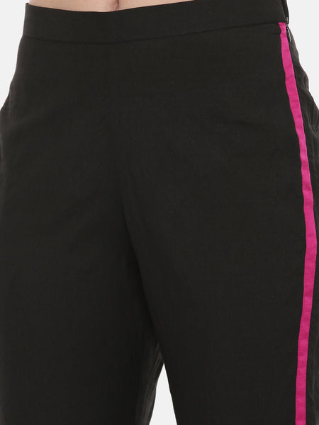 Black Pink Silk Pants - ASPL030