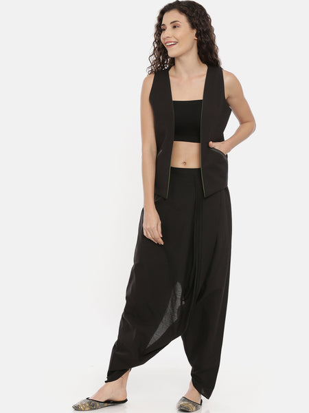 Green Black Cotton Reversible Jacket - ASRJ001