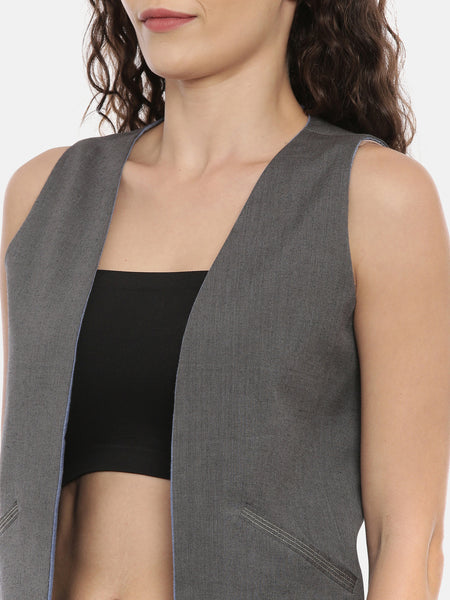 Denim Grey Cotton Reversible Jacket  - ASRJ004