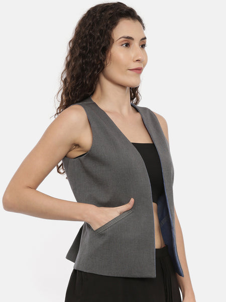 Denim Grey Cotton Reversible Jacket  - ASRJ004