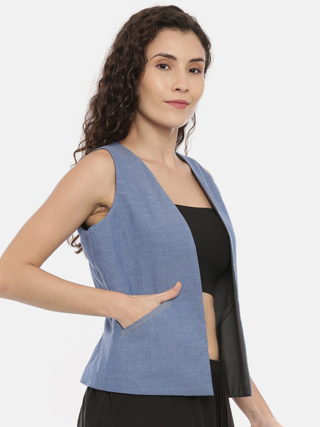 Denim Grey Cotton Reversible Jacket  - ASRJ004