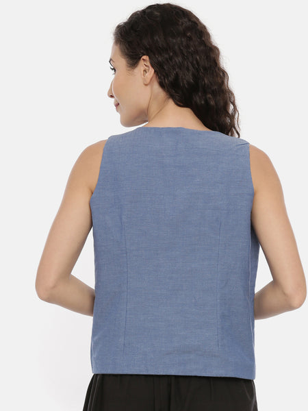 Denim Grey Cotton Reversible Jacket  - ASRJ004