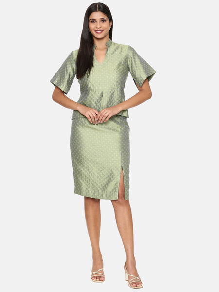 Green Silk Jaquard Cord Set - ASCRSET016