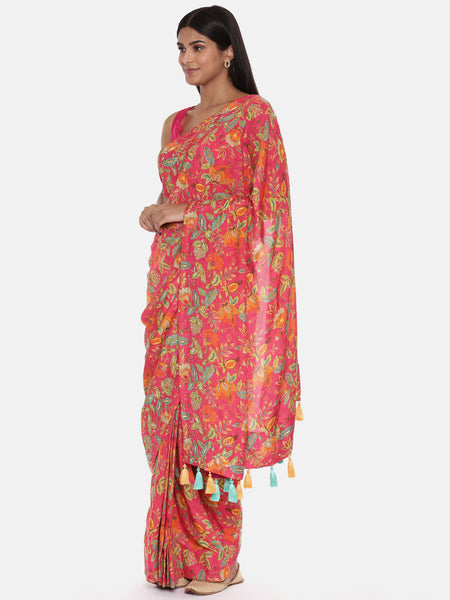 Printed Pink Ready Saree - ASSR002