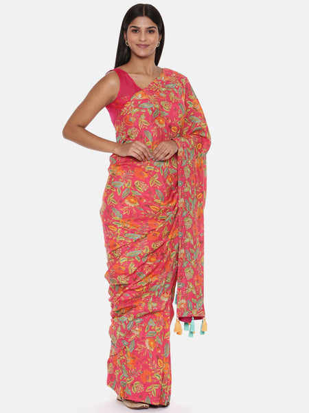 Printed Pink Ready Saree - ASSR002