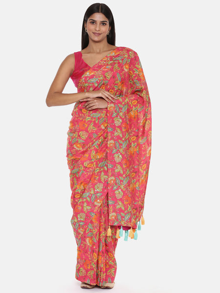 Printed Pink Ready Saree - ASSR002