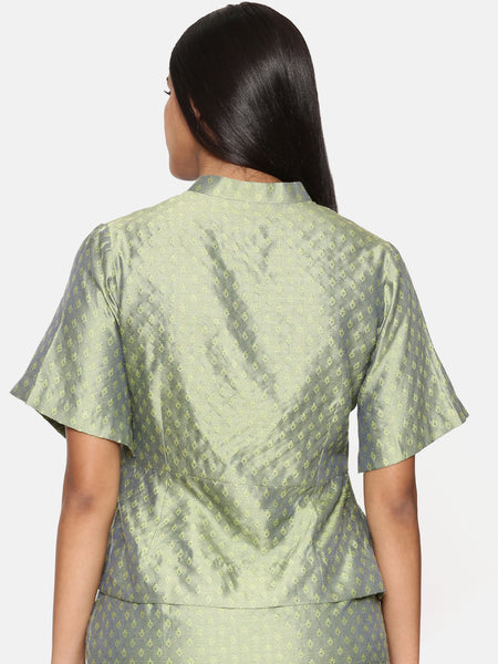 Green Silk Jaquard Cord Set - ASCRSET016