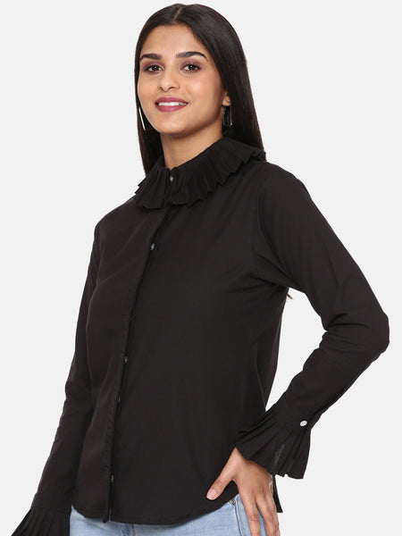 Black Comfort Short Cotton Shirt -  ASST064