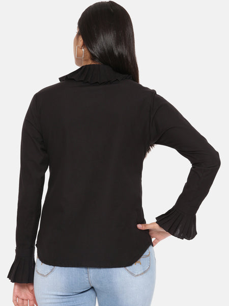 Black Comfort Short Cotton Shirt -  ASST064