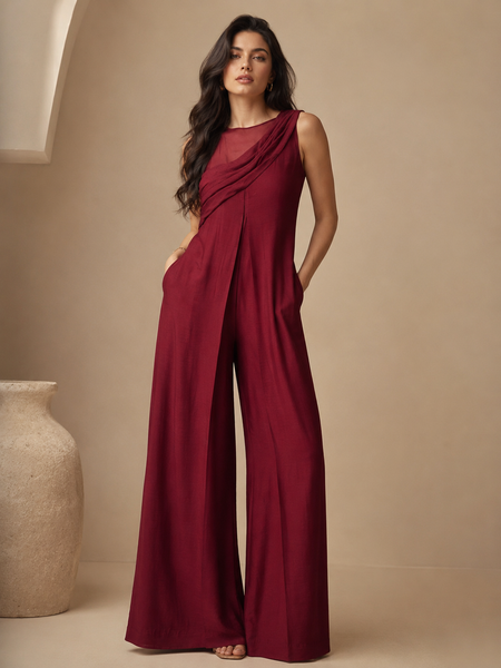 Wine Bemberg Silk/Organza Dress (Mulled Wine & Dark Ganache Fluid) - ASJ027