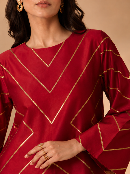Hot Pink Silk/Cotton Short Kurta (Candied Plum & Honeyed Cardamom) - ASST0115