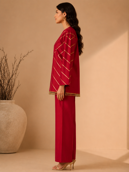 Hot Pink Silk/Cotton Cord Set (Rose-Berry Coulis) - ASCRSET062