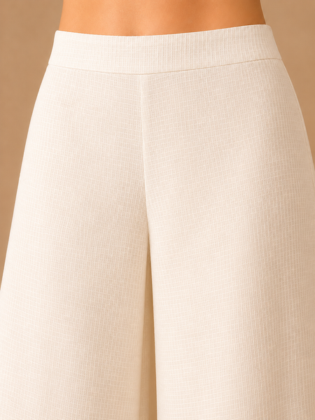 Cream & Gold Kota Cotton Palazzo (Clotted Cream & Honeyed Zari) - ASP078
