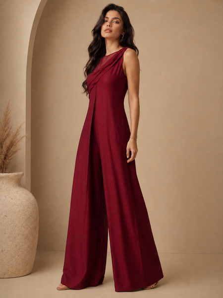 Wine Bemberg Silk/Organza Dress (Mulled Wine & Dark Ganache Fluid) - ASJ027