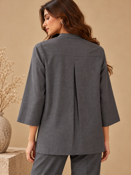 Charcoal Grey Malai Cotton Top (The Gunmetal Dewdrop) - ASST0122
