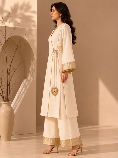 Ivory & Gold Kota Cotton Cord Set (Ivory Foam & Warm Vanilla-Drizzle) - ASCRSET061