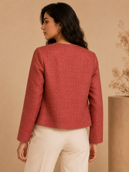 Pink Matka Jute Jacket (Rosewood Macaron)- ASJ074